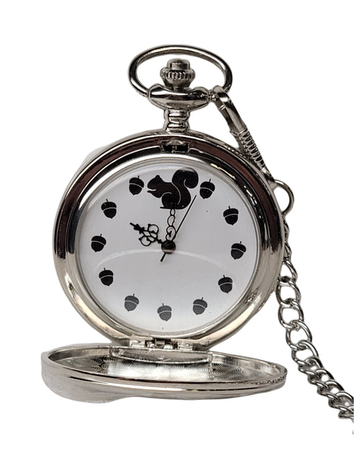 Black Squirrel with Acorns Pocket Watch