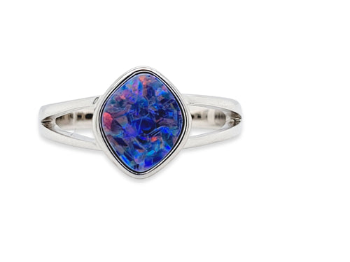 Sterling Silver Australian Opal Doublet Ring