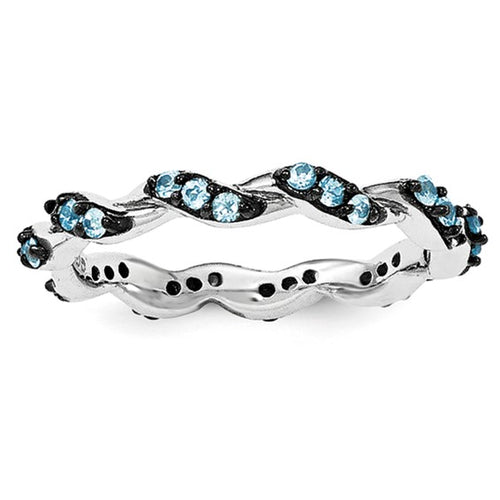 Sterling Silver Lt. Swiss Blue Topaz Eternity Ring