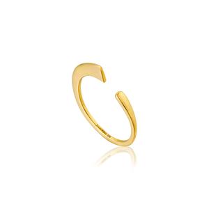 Gold Geometry Curved Adjustable Ring