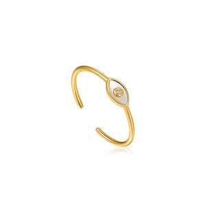 Evil Eye Gold Adjustable Ring