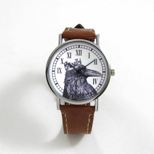 Raven King Brown Leather Wrist Watch