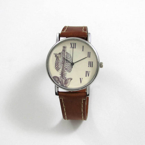 Anatomical Rib Brown Leather Wrist Watch