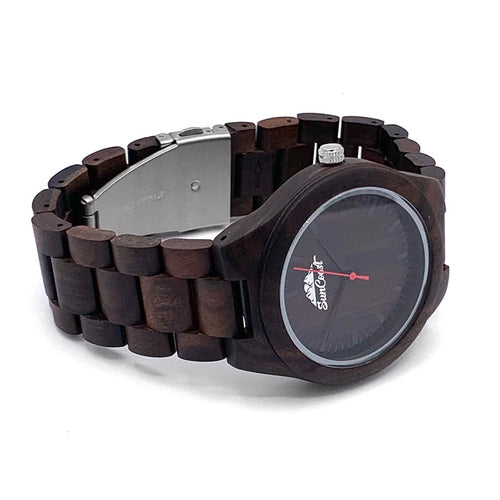 Ebony Sandalwood Watch w/Red Second hand