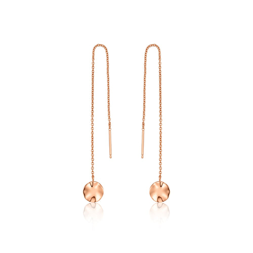 Rose Gold Ripple Threader Earrings