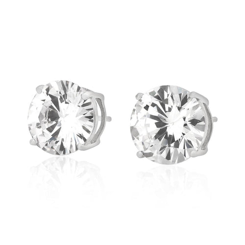 Round Brilliant Cut Basket Setting CZ Stud Earrings