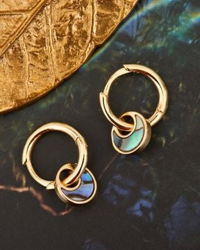 Gold Tidal Abalone Crescent Huggie Hoops