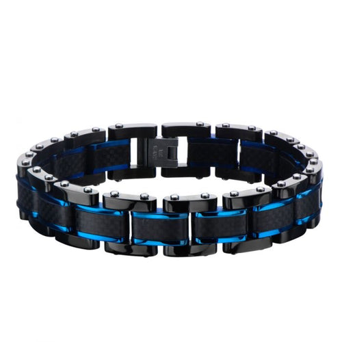 Black Plated, Blue Plated and Solid Carbon Fiber Center Link Bracelet