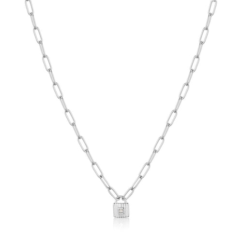 Silver Chunky Chain Padlock Necklace