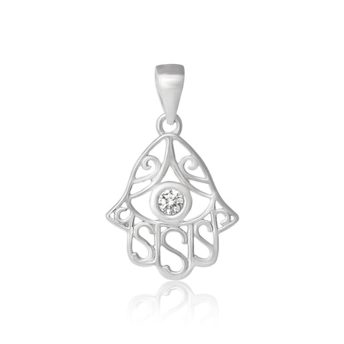 Hamsa Cubic Zirconia Pendant