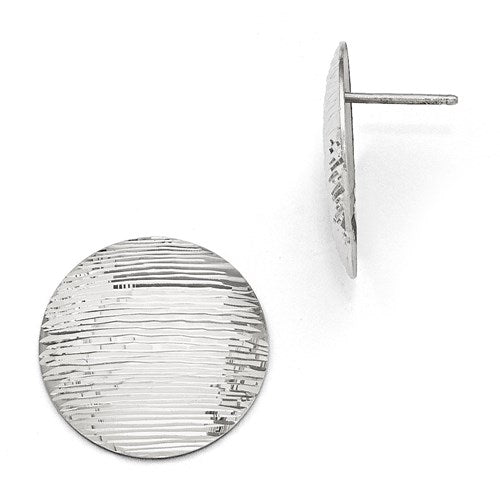 Leslie's SS Radiant Essence Rhodium-Plated Diamond-Cut Earrings