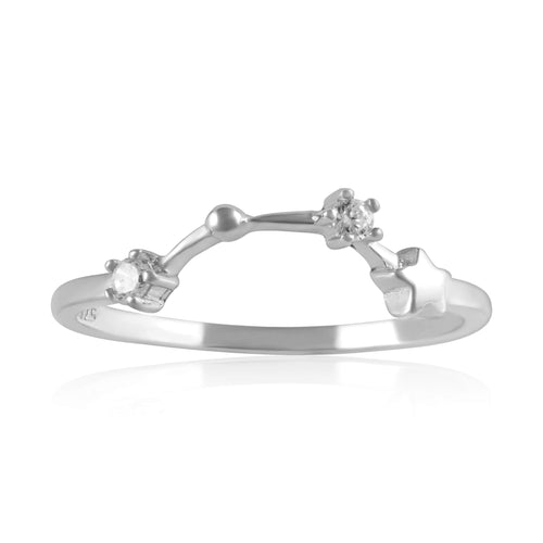 Zodiac Constellation CZ Ring - Rhodium Plated Sterling Silver