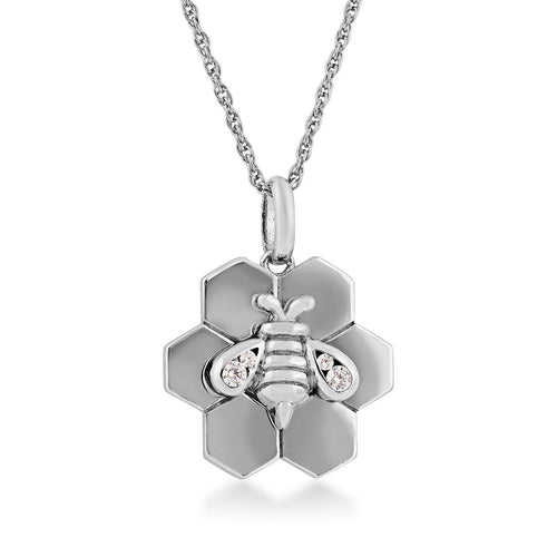 Bee and Honeycomb CZ Necklace