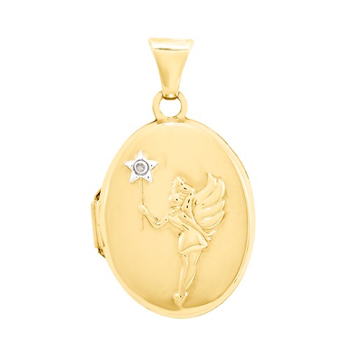 14K 17mm Oval Rhodium Diamond Wishkeeper Locket