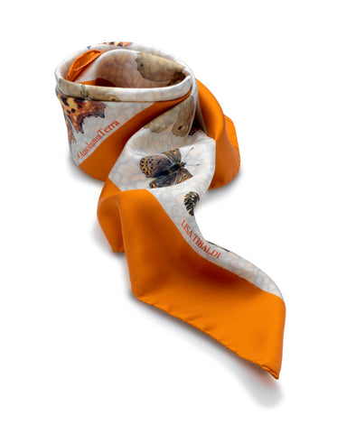 Lisa Tibaldi Terra Mia Blog News Fly with your wings like the Butterflies of the Aurunca Land between roots and freedom Collection 100% pure silk scarf Made in Italy luxury brand sustainable fashion Eco-sustainable fashion accessories
