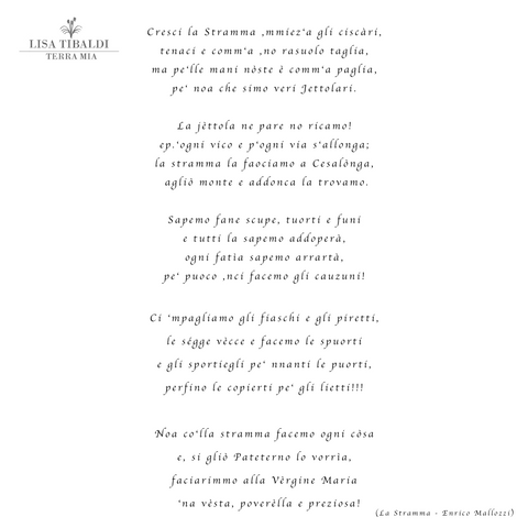 Lisa Tibaldi Terra Mia Blog News La Stramma testo della poesia dialettale del poeta Enrico Mallozzi della Terra Aurunca
