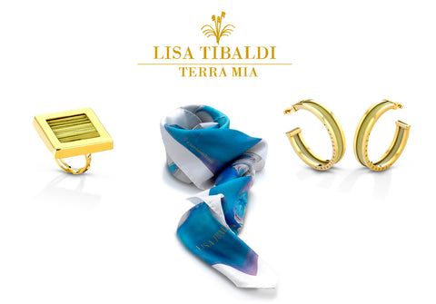 Lisa Tibaldi Terra Mia luxury brand di accessori moda ecosostenibili, artigianali made in Italy, foulard in seta e bijoux realizzati con metalli semi preziosi e foglie di stramma