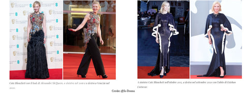 Lisa Tibaldi Terra Mia Blog News Cate Blanchett in Venice 2020 with dresses reused credit Io Donna