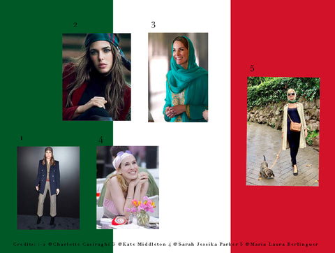 Lisa Tibaldi terra Mia Blog News A nice idea for the head waiting for the opening of style icons hairdressers with headscarves Charlotte Casiraghi, Kate Middleton, Sarah Jessica Parker, Maria Laura Berlinguer