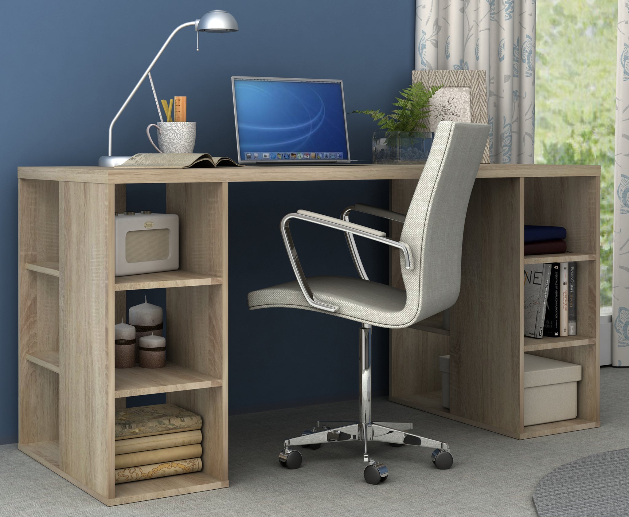 Bloc Modern Home Office Computer Study Desk With Book Storage