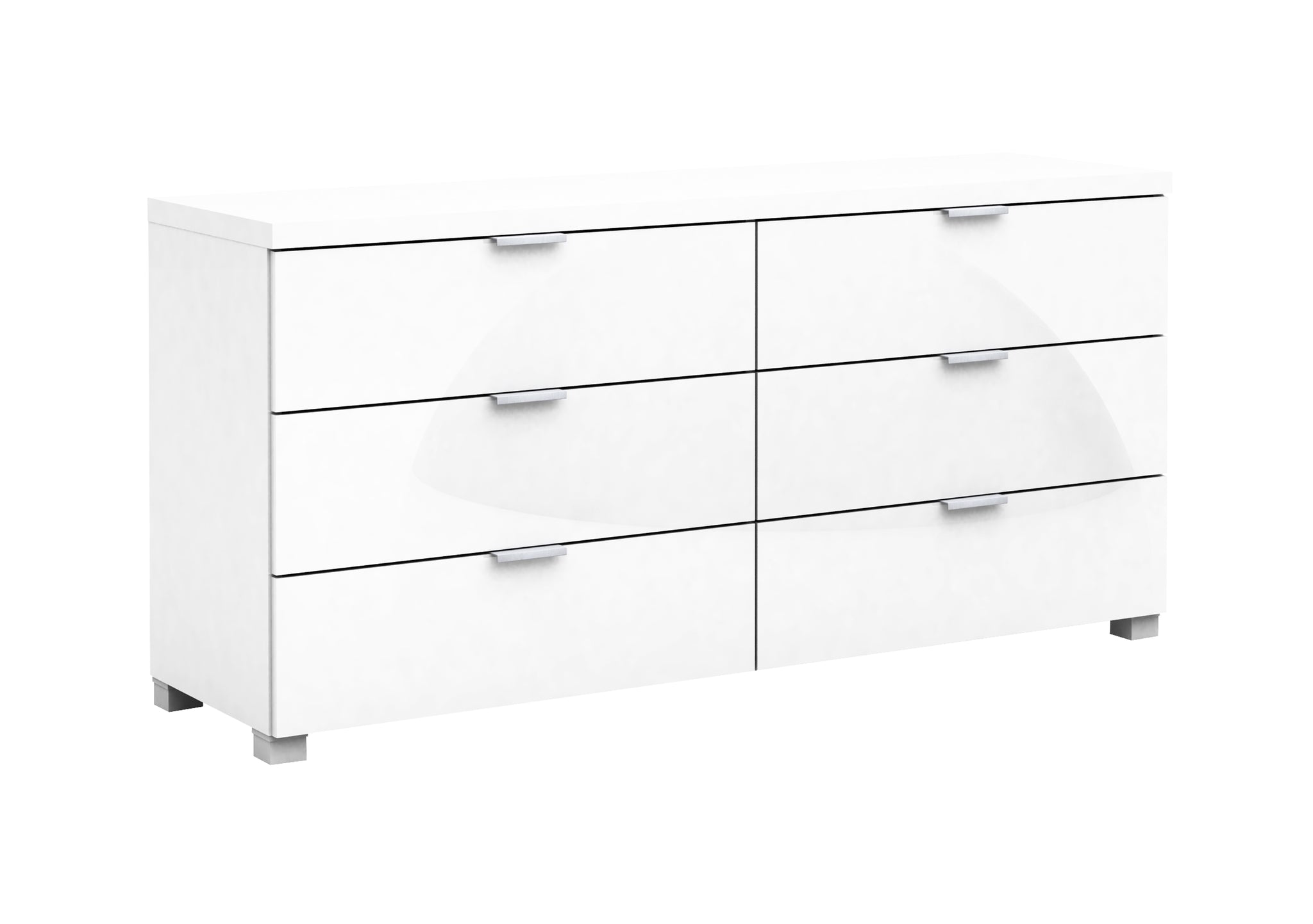 Kyana High Gloss 6 Drawer Chest White Bedroom Lowboy Sideboard