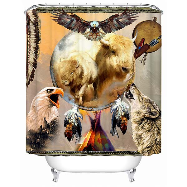 Rideau De Douche Loup Aigle Et Buffle Terre Des Loups