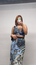 Load image into Gallery viewer, BLUE PATCHWORK/ BLUE FLOWER REVERSIBLE HALTER TOP - HISSY FIT CLOTHING LTD
