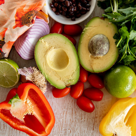 Flat lay of various vegetables