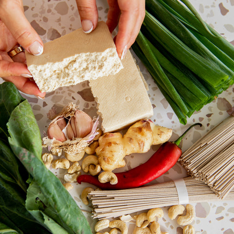 CRISPY TOFU WITH SWEET & STICKY NOODLES