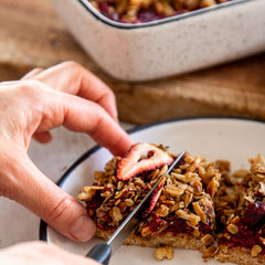 PEANUT BUTTER GRANOLA STRAWBERRY RHUBURB SLICE