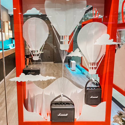 TC Acoustic Showroom Christmas 2020 Window Display The Adelphi Sonos Klipsch Marshall Urbanears adidas lifestyle