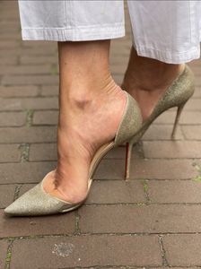 glitter heels by Christian Louboutin.