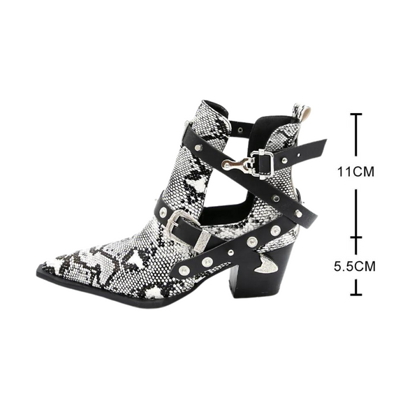 Buckled Motorcycle Western Cowboy Boots For Women