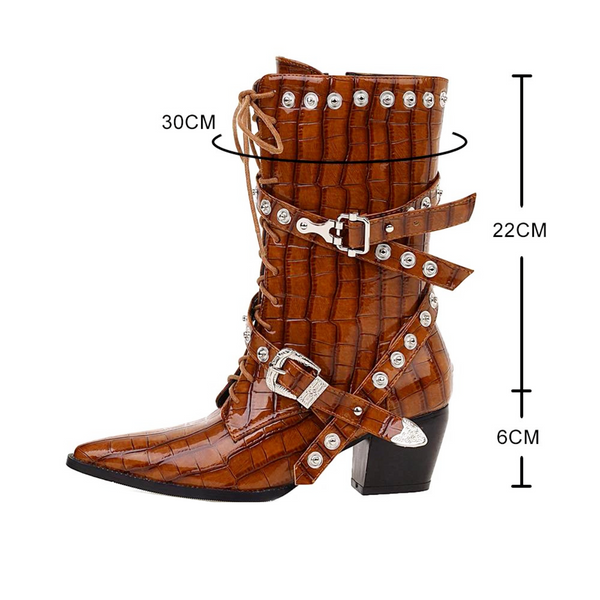 Chic Mid-Calf Boots For Women With Chunky Heels & Buckles