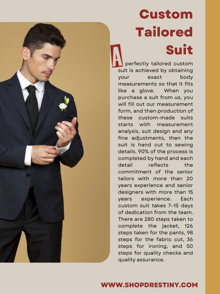 Custom Made Tailored Suits For Men With Tie & Pocket Square - Sizing Information