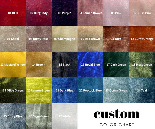 Custom Color Chart For Women's Velour Evening Dress