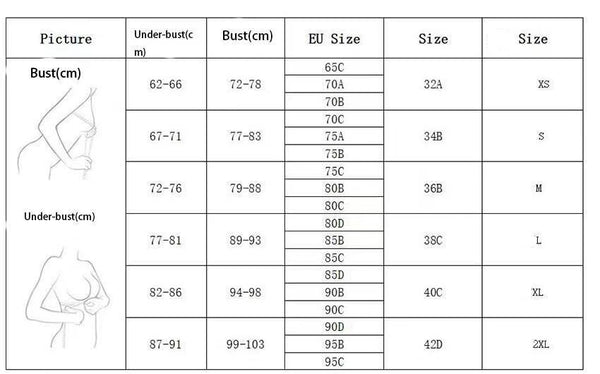 Fashion Push Up Corset Crop Top For Women Size Guide