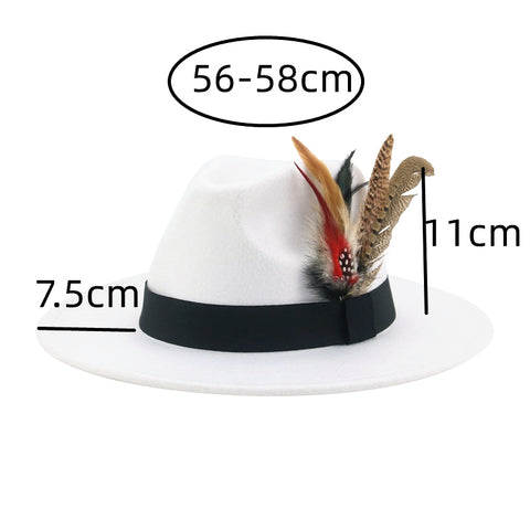 Fedora With Feather and Band Detailing For Men & Women Sizing