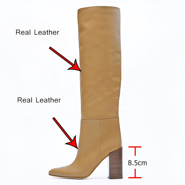 Genuine Leather Knee High Winter Boots For Women