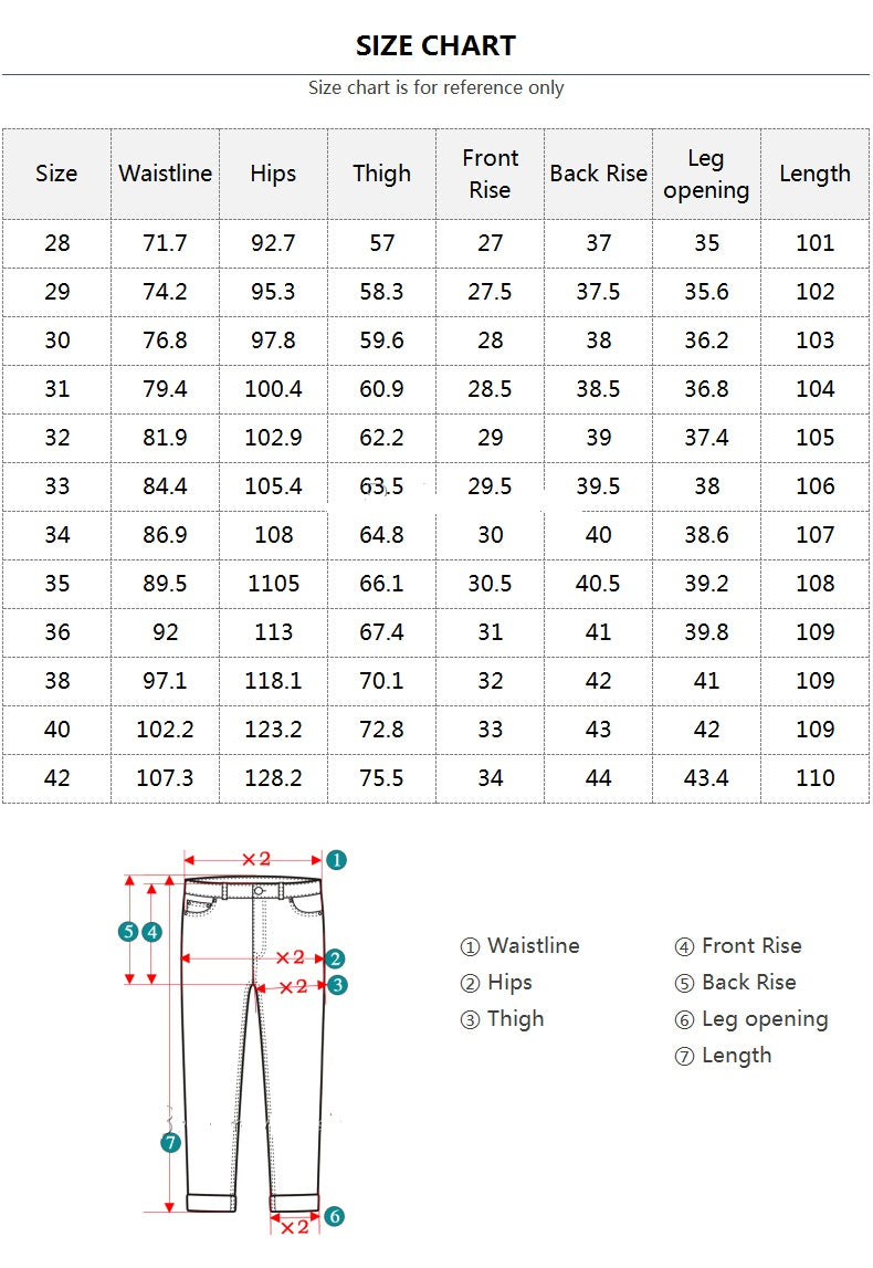 Bamboo Fiber Smart Pants Classic Style Size Guide