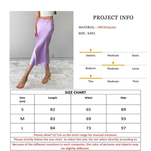 Satin Skirt & Matching Top Set - Skirt Size Guide