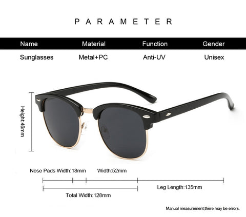 semi rimless sunglasses parameters