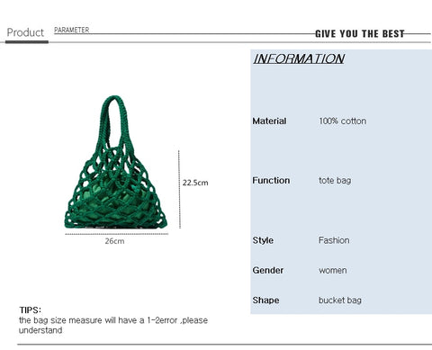 Crochet Net Bag Sizing Parameters