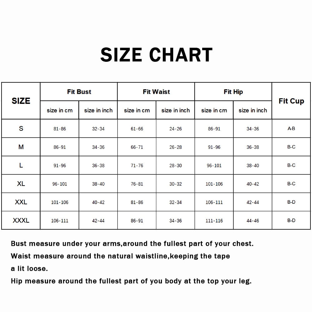 Tankini Size Chart