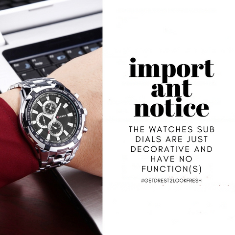 Men's Luxury Waterproof Watch - Important Notice