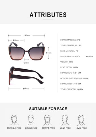 Oversized Cat Eye Sunglasses Attributes