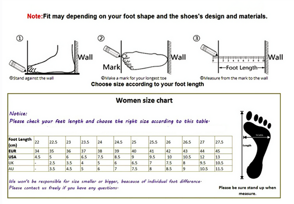 Platform Knee High Boots Size Guide