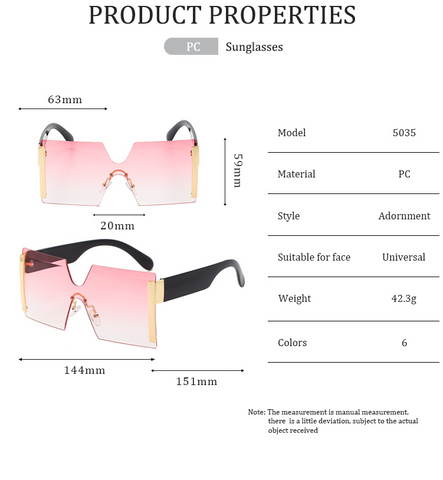 Women's Oversized Square Sunglasses - Sizing