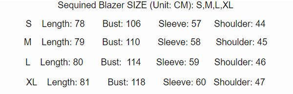 Sequin Oversized Blazer Size Guide