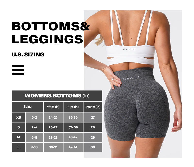 Seamless Pro Shorts US Sizing Size Chart